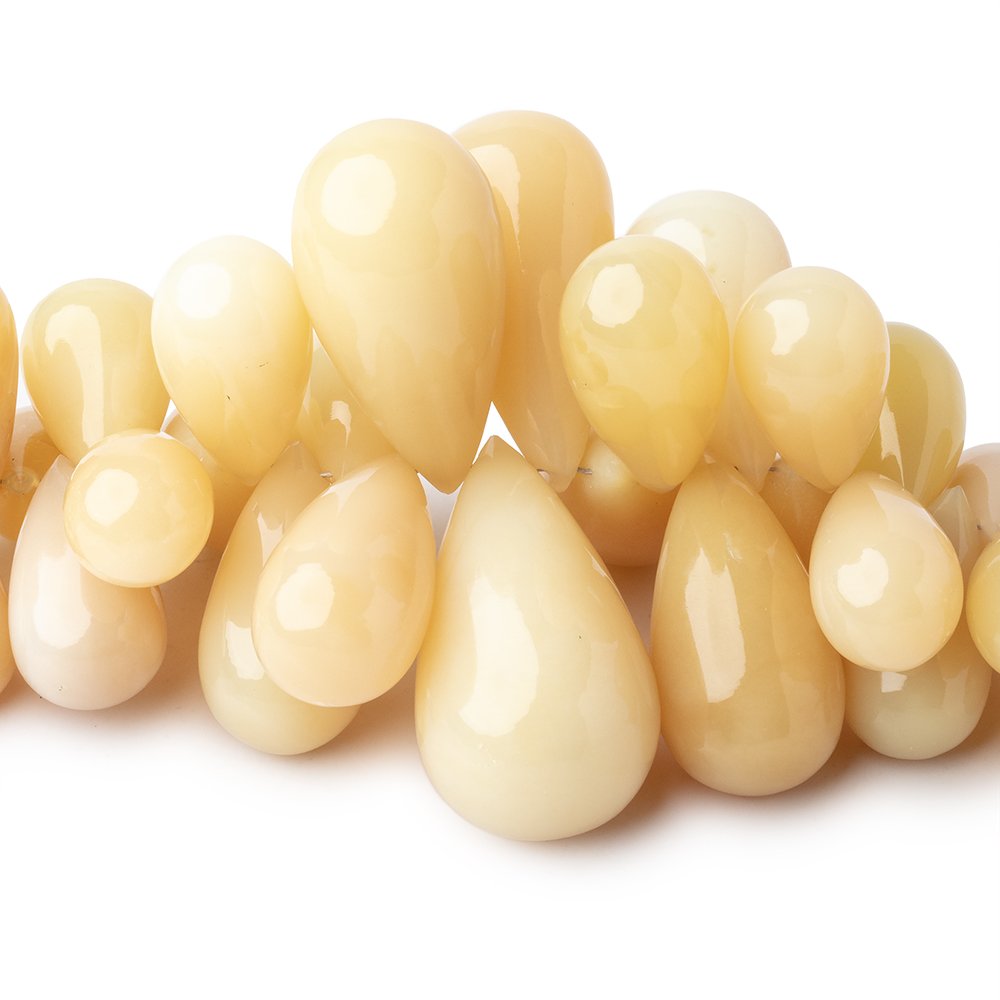 12x7-27x14mm Yellow Opal Plain Tear Drop Beads 10 inch 80 pieces - Beadsofcambay.com