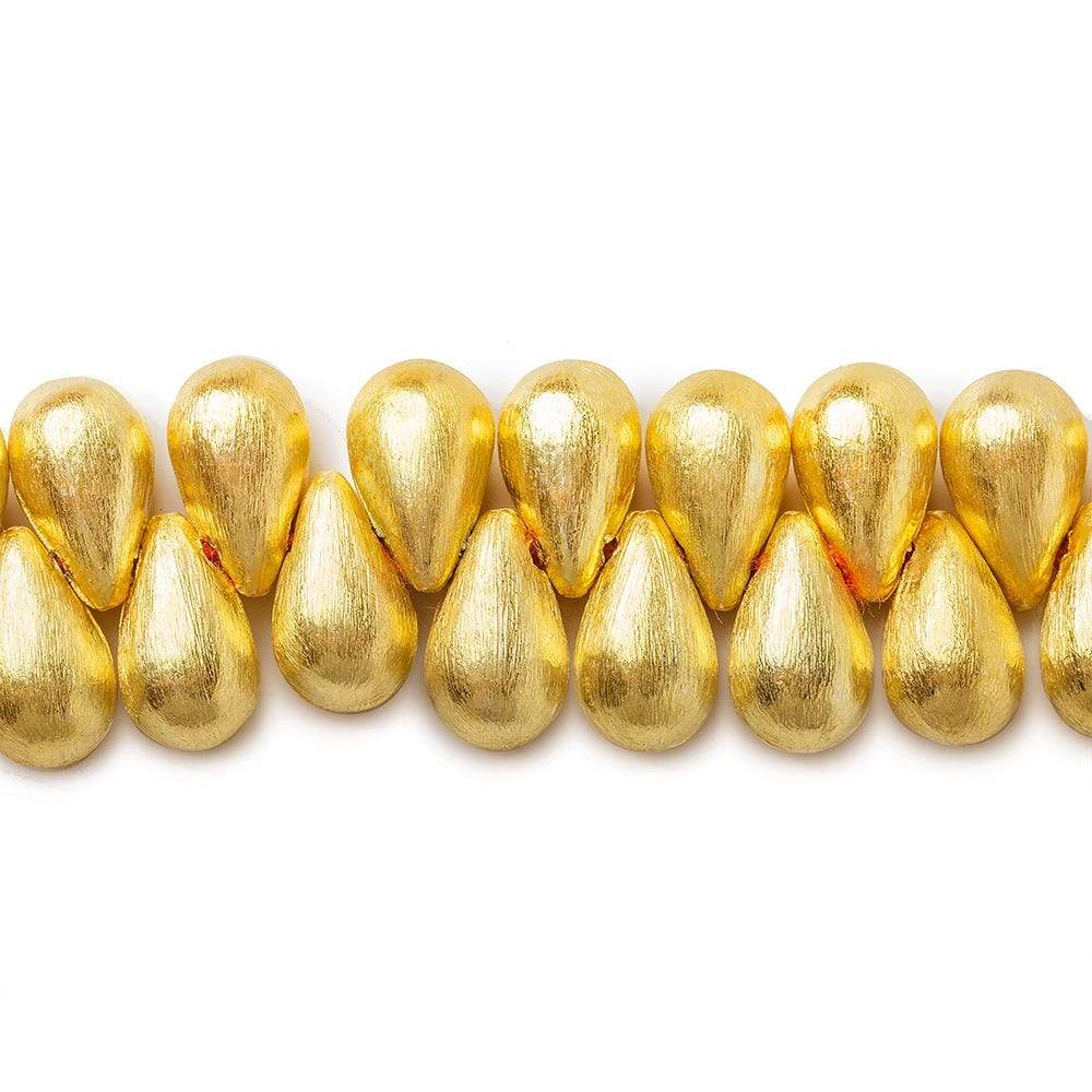 12x7mm 22kt Gold plated Brushed Tear Drop Beads 8 inch 50 pieces - Beadsofcambay.com