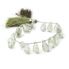 12x7mm Prasiolite Concave Faceted Tear Drop Beads 7.5 inch 17 pieces AAA - Beadsofcambay.com