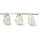 12x7mm Prasiolite Concave Faceted Tear Drop Beads 7.5 inch 17 pieces AAA - Beadsofcambay.com