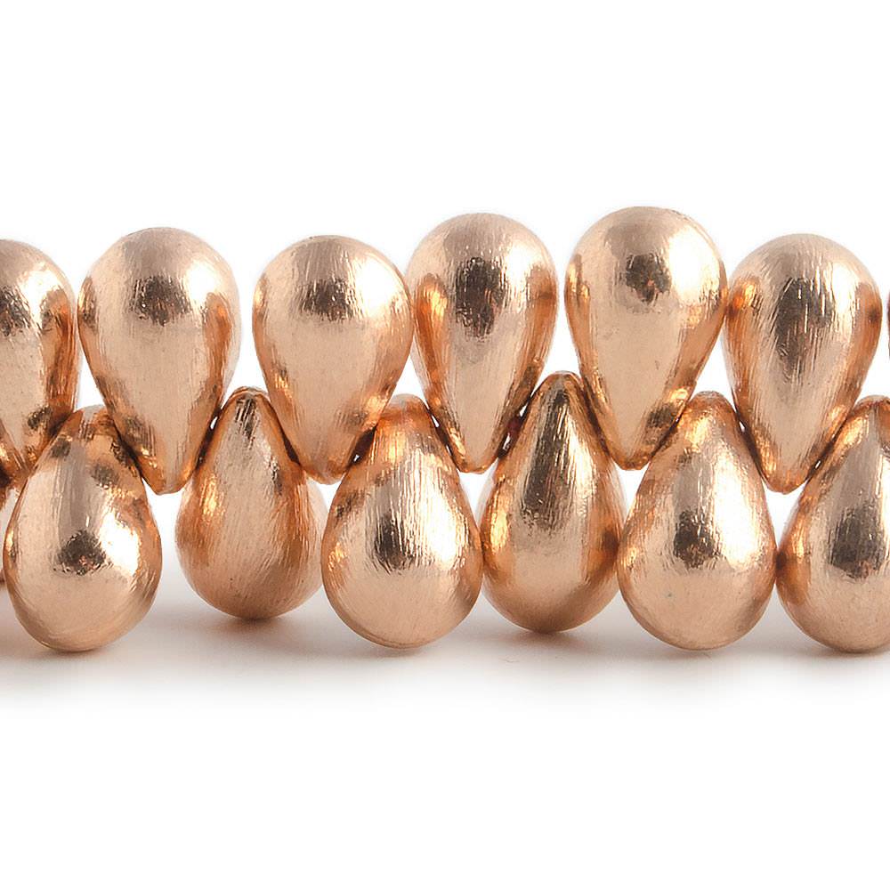 12x7mm Rose Gold plated Brushed Tear Drop Beads 8 inch 50 pieces - Beadsofcambay.com
