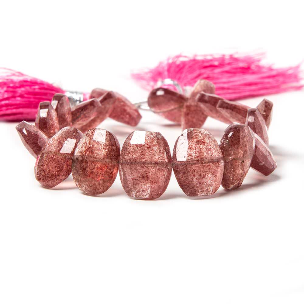 12x8-13x10mm Strawberry Quartz side drilled Faceted Cushions 6.5 inch 18 Beads - Beadsofcambay.com