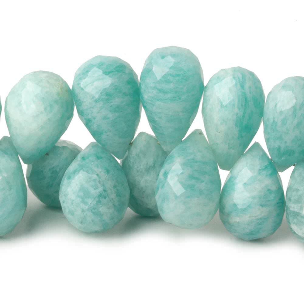 12x8-14x9mm Amazonite faceted tear drop beads 7 inch 48 pieces AA - Beadsofcambay.com