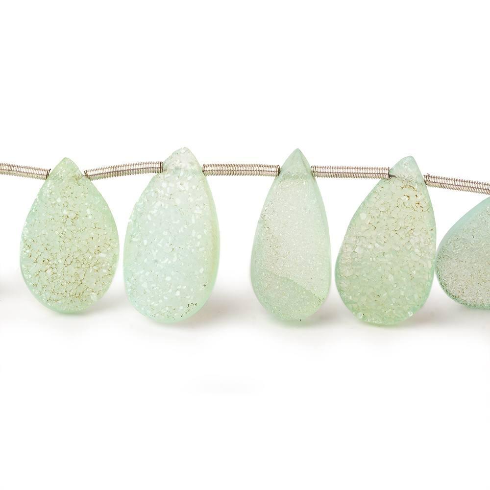 12x8-18x10mm Seafoam Green Drusy Agate Pear Beads 7 inch 15 pieces - Beadsofcambay.com