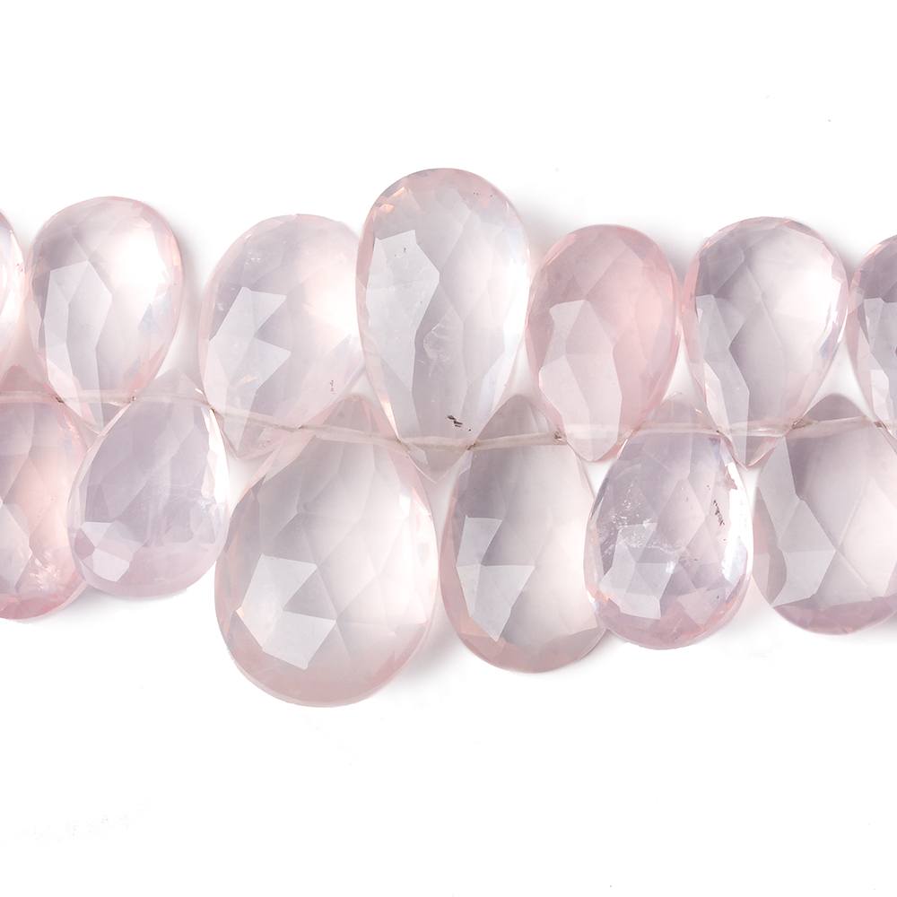 12x8-19x13mm Rose Quartz faceted Pear Briolette Beads 6 inch 31 pieces AA - Beadsofcambay.com