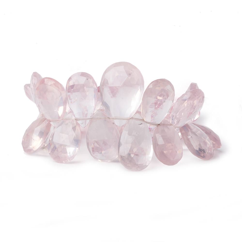 12x8-19x13mm Rose Quartz faceted Pear Briolette Beads 6 inch 31 pieces AA - Beadsofcambay.com