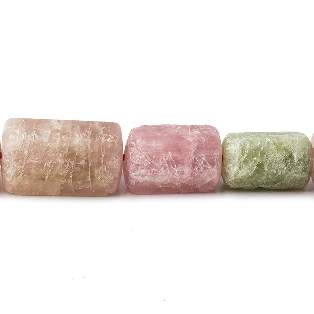 12x8-20x12mm Matte Multi Tourmaline natural crystal beads 16 inch 25 pieces A - Beadsofcambay.com