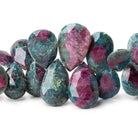 12x8-20x13mm Ruby in Zoisite Faceted Pear Beads 9 inch 56 pieces - Beadsofcambay.com