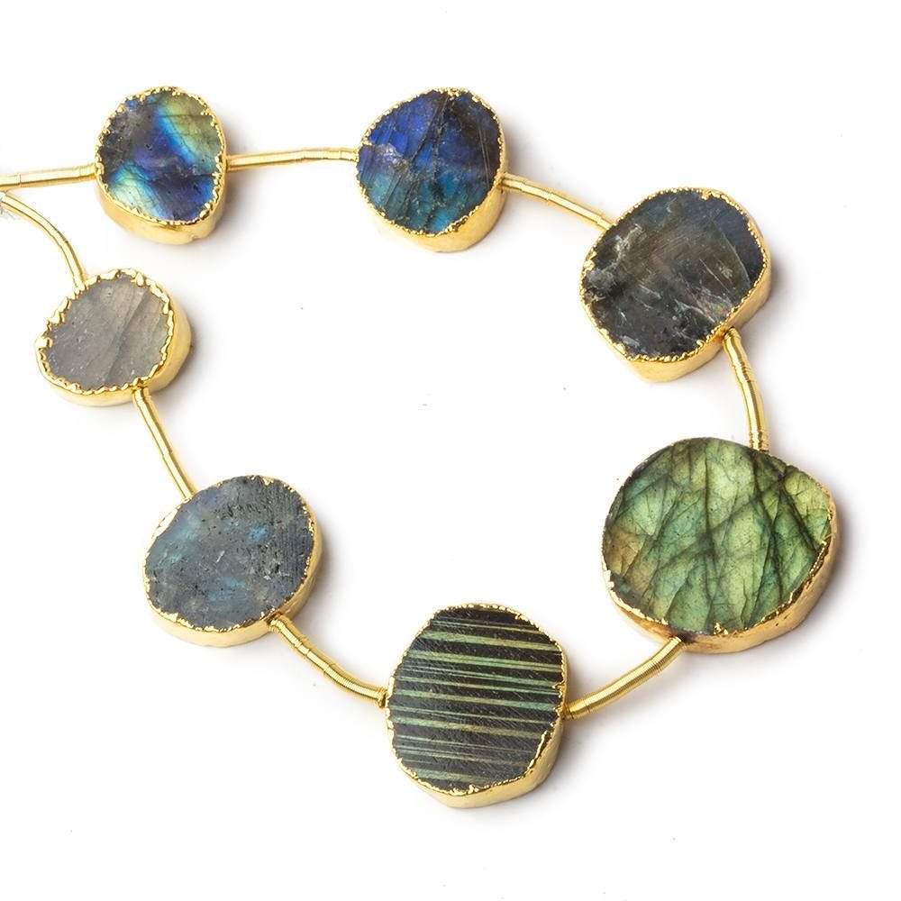 12x8-20x18mm Gold Leafed Labradorite Slice Strand 7 inch 7 beads - Beadsofcambay.com