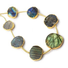 12x8-20x18mm Gold Leafed Labradorite Slice Strand 7 inch 7 beads - Beadsofcambay.com