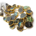 12x8-20x18mm Gold Leafed Labradorite Slice Strand 7 inch 7 beads - Beadsofcambay.com
