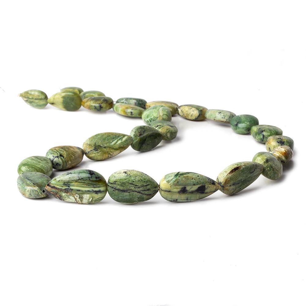 12x8-21x12mm Green Opal straight drill pain pear beads 18.5 inch 27 pieces - Beadsofcambay.com