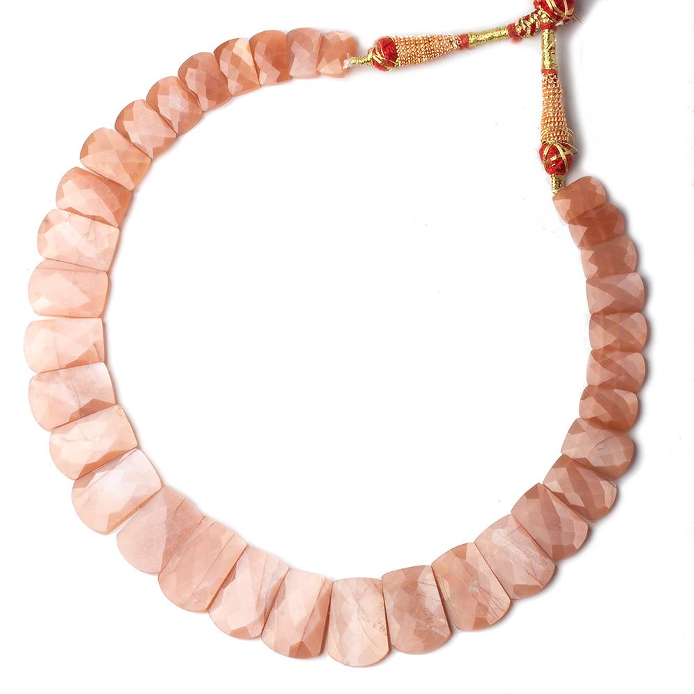 12x8-22x15mm Angel Skin Peach Moonstone double drilled faceted fancy shape collar 33 beads - Beadsofcambay.com