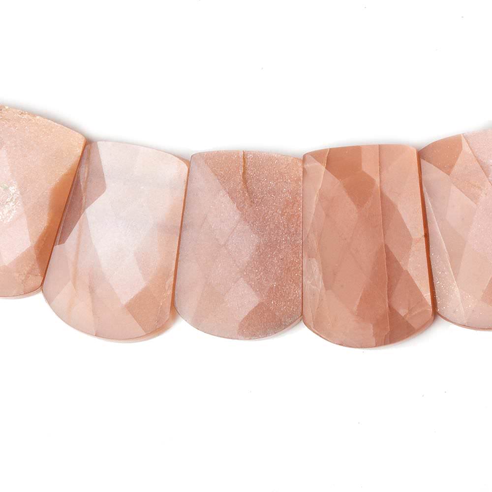 12x8-22x15mm Angel Skin Peach Moonstone double drilled faceted fancy shape collar 33 beads - Beadsofcambay.com