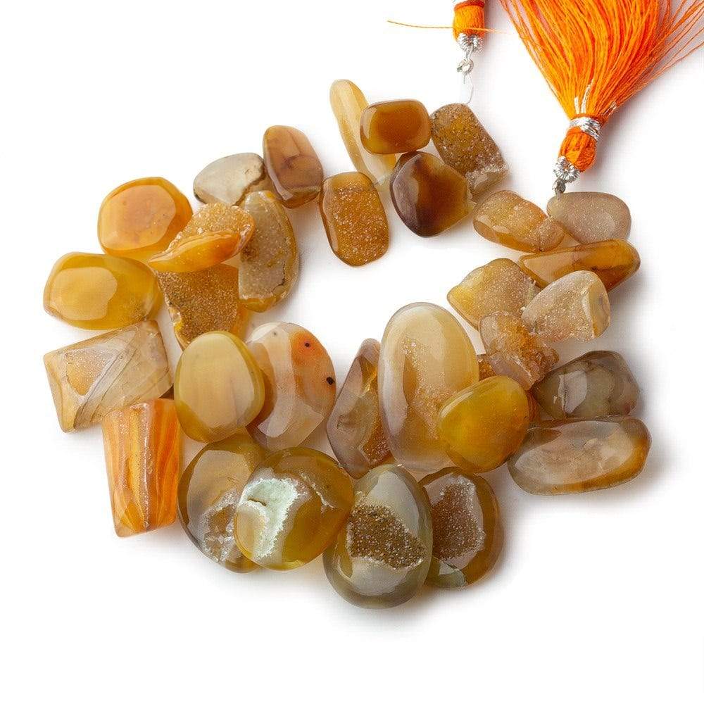 12x8-25x15mm Caramel Brown Agate Drusy Freeform Beads 8 inch 30 pieces - Beadsofcambay.com