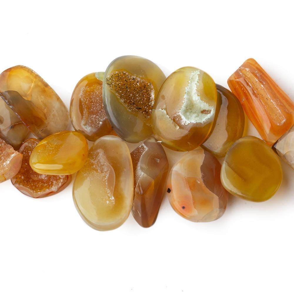 12x8-25x15mm Caramel Brown Agate Drusy Freeform Beads 8 inch 30 pieces - Beadsofcambay.com