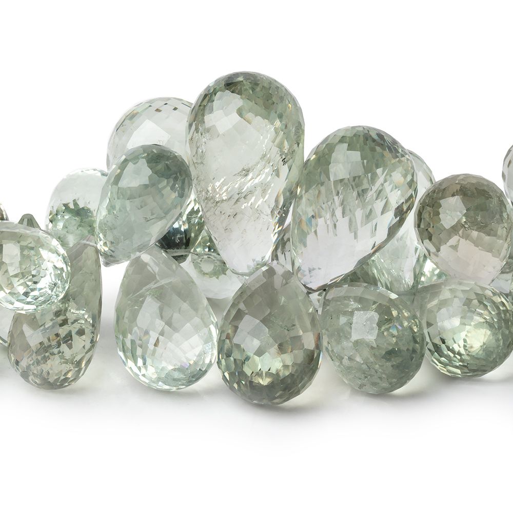 12x8-30x15mm Prasiolite Faceted Tear Drop Beads 8 inch 55 pieces AAA - Beadsofcambay.com