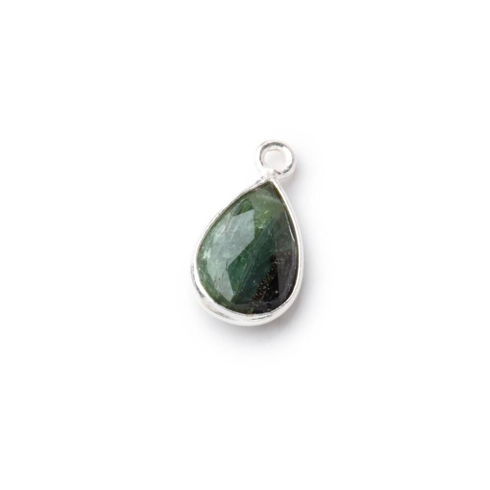 12x8.5mm Sterling Silver Bezel Green Tourmaline Faceted Pear 1 Pendant - Beadsofcambay.com