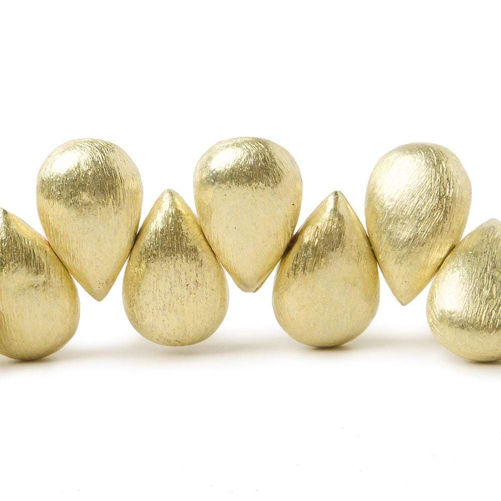 12x8mm 14kt Gold plated Copper Brushed Pear Beads 8 inch 32 pieces - Beadsofcambay.com
