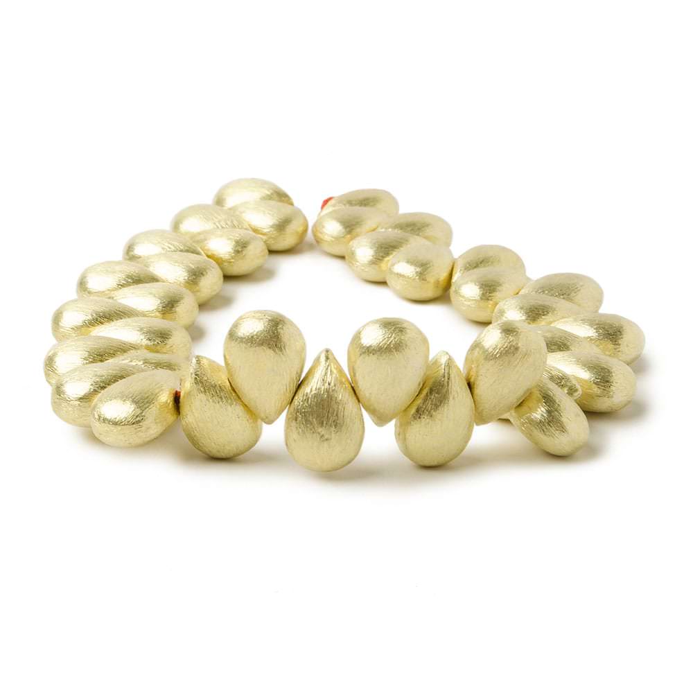 12x8mm 14kt Gold plated Copper Brushed Pear Beads 8 inch 32 pieces - Beadsofcambay.com