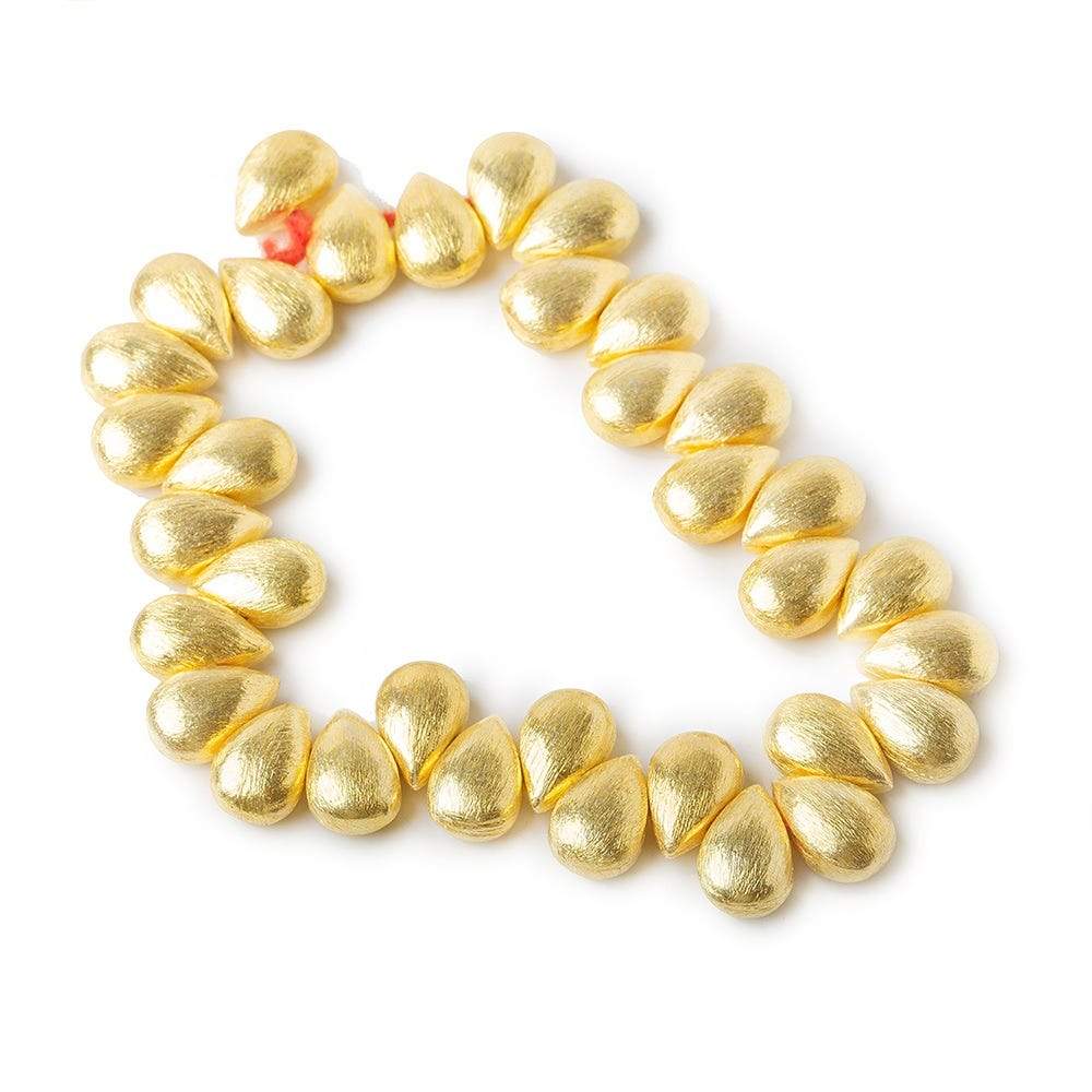 12x8mm 22kt Gold plated Copper Brushed Pear Beads 8 inch 32 pieces - Beadsofcambay.com