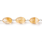 12x8mm Citrine Faceted Olive Beads on .925 Silver Chain - Beadsofcambay.com