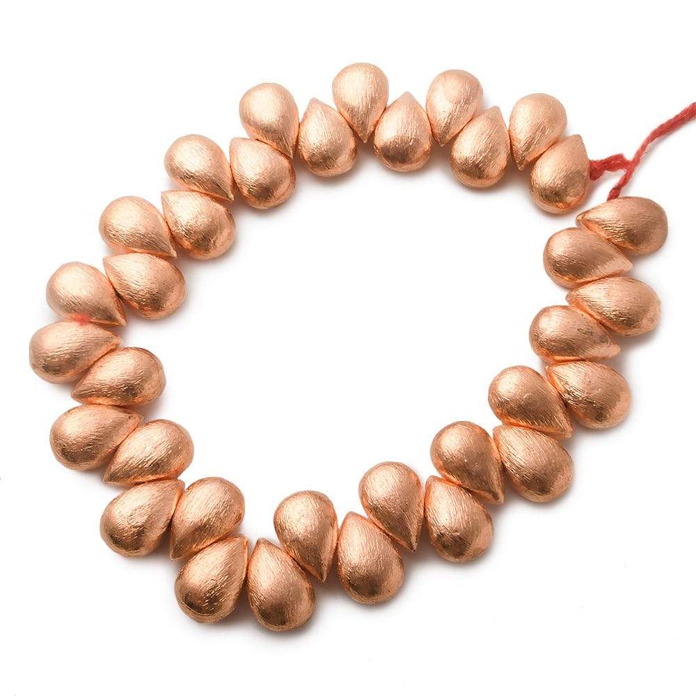 12x8mm Copper Brushed Pear Beads 8 inch 32 pieces - Beadsofcambay.com