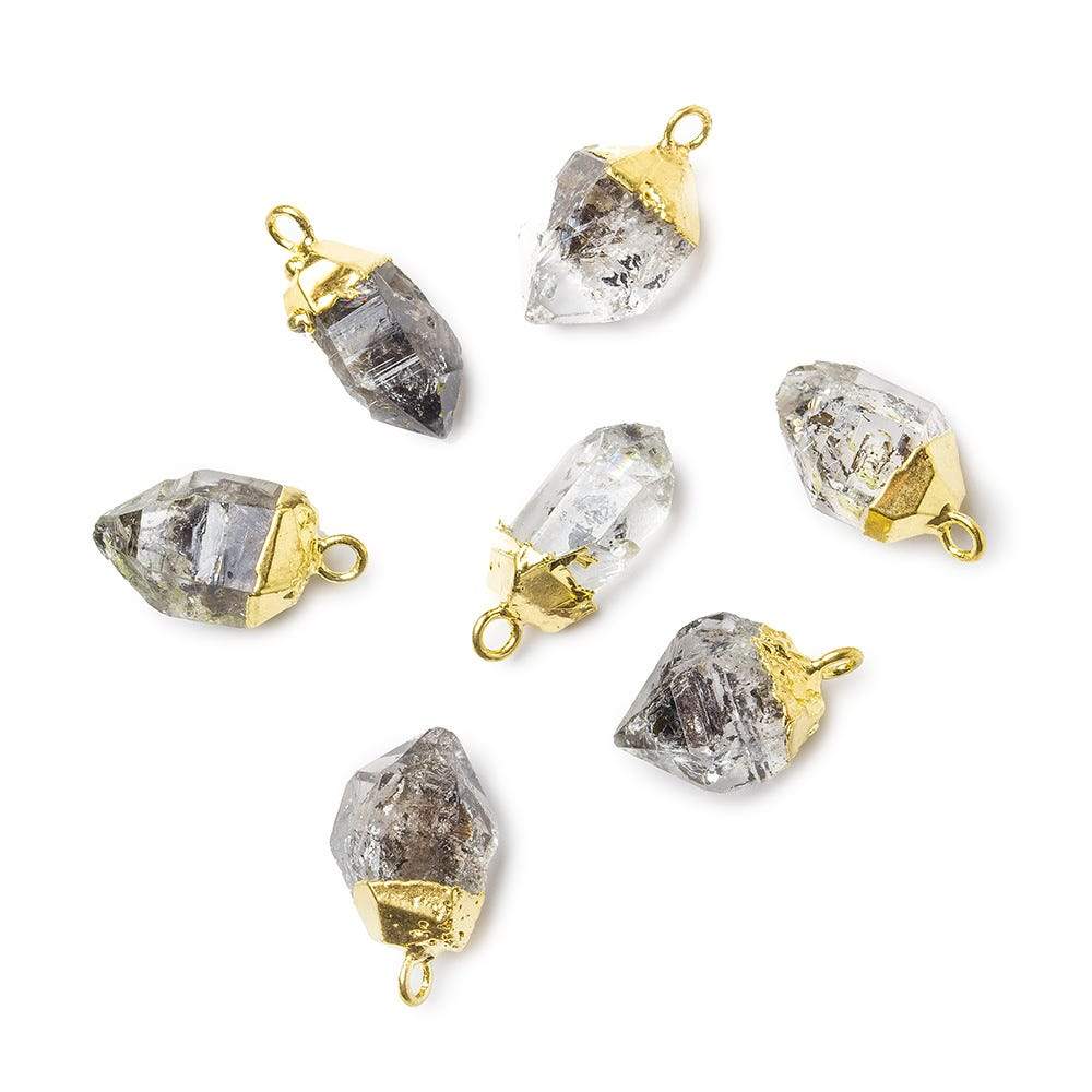 12x8mm Gold Leafed Double Terminated Quartz Natural Crystal Pendant 1 piece - Beadsofcambay.com