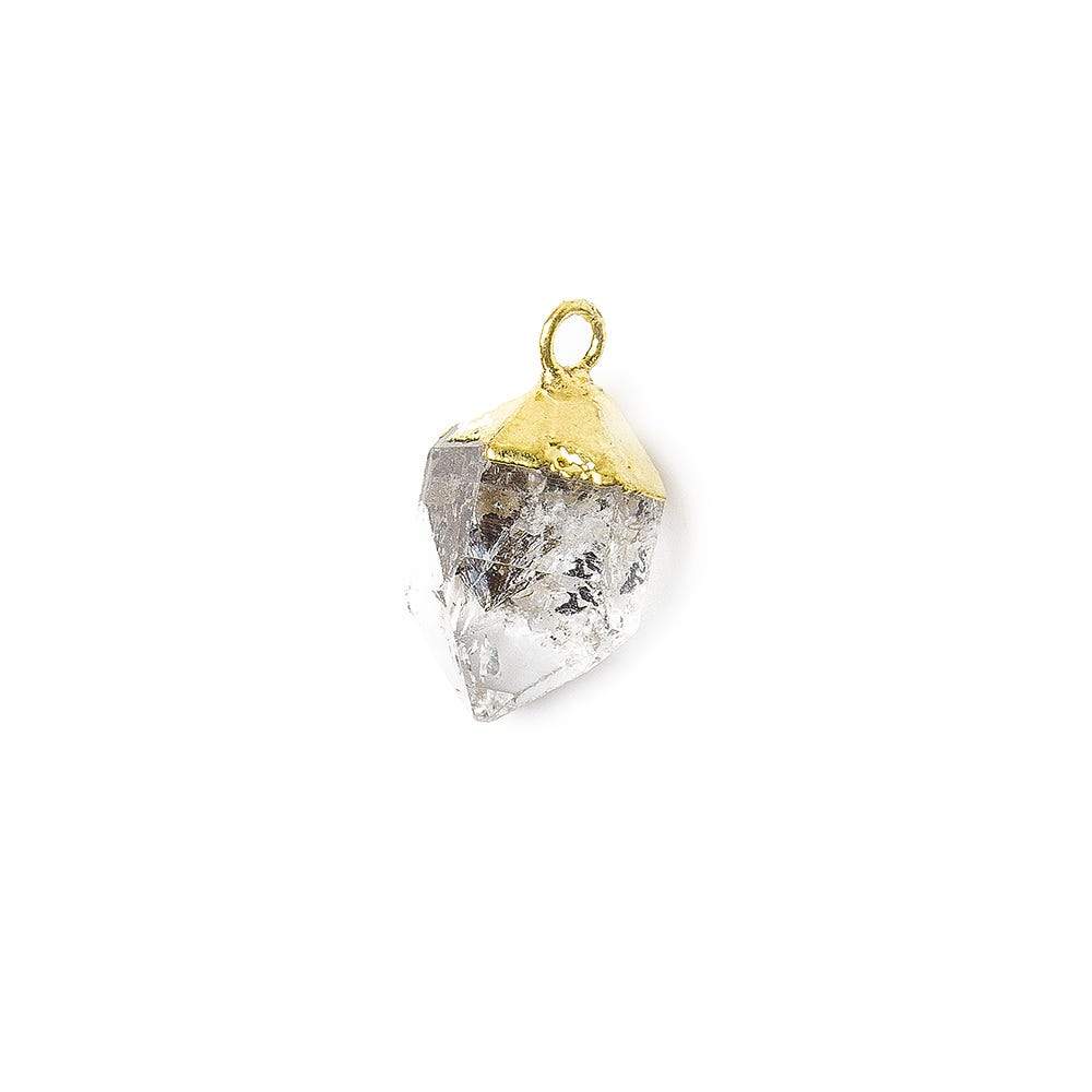 12x8mm Gold Leafed Double Terminated Quartz Natural Crystal Pendant 1 piece - Beadsofcambay.com