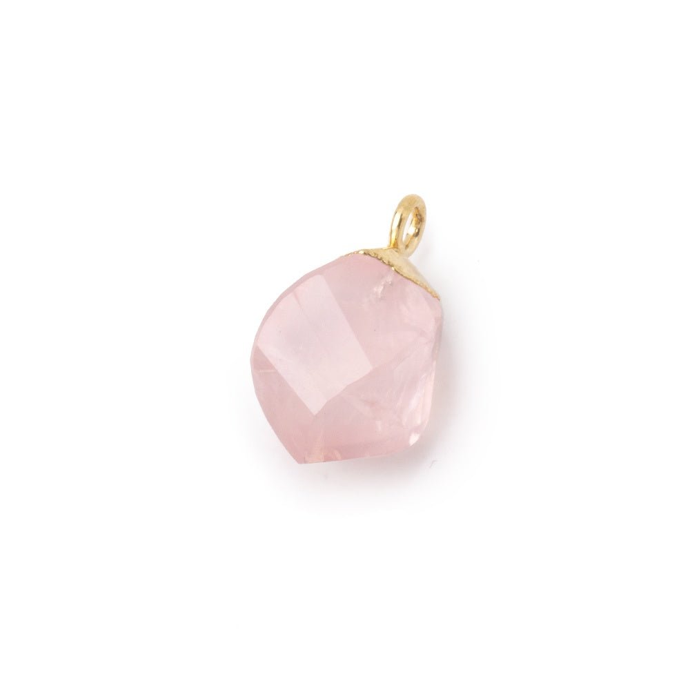 12x8mm Gold Leafed Rose Quartz Twist Focal Pendant 1 piece - Beadsofcambay.com