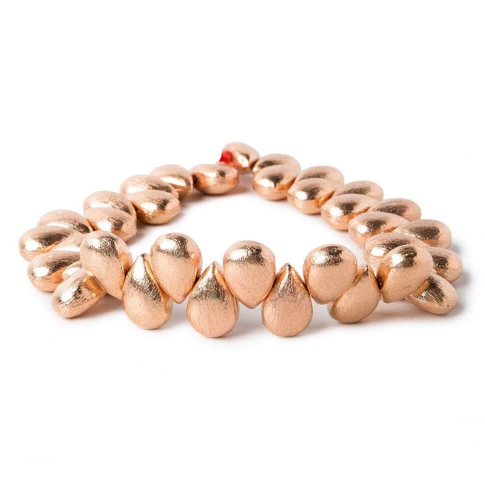 12x8mm Rose Gold plated Copper Brushed Pear Beads 8 inch 32 pieces - Beadsofcambay.com