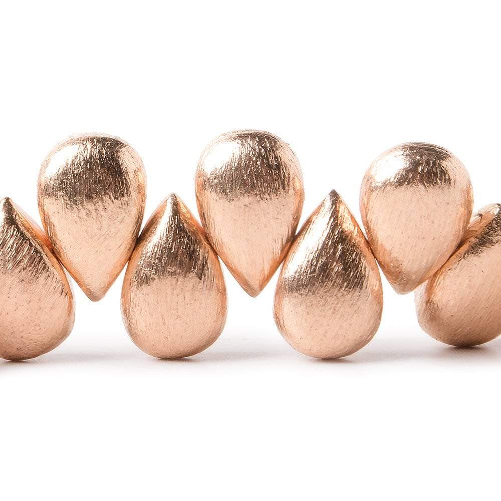 12x8mm Rose Gold plated Copper Brushed Pear Beads 8 inch 32 pieces - Beadsofcambay.com