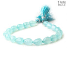 12x8mm Seafoam Blue Chalcedony straight drilled faceted tear drop beads 8 inch 17 large hole beads - Beadsofcambay.com