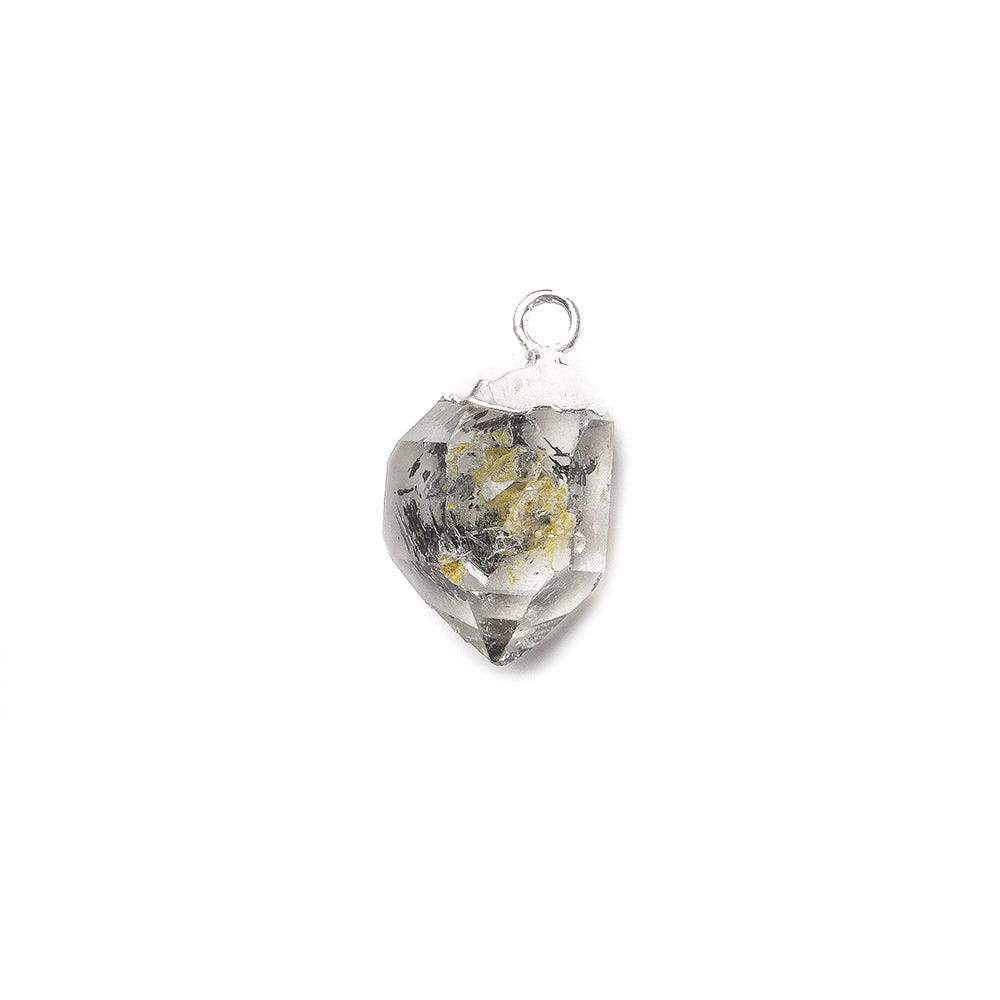 12x8mm Silver Leafed Double Terminated Quartz Natural Crystal Pendant 1 piece - Beadsofcambay.com
