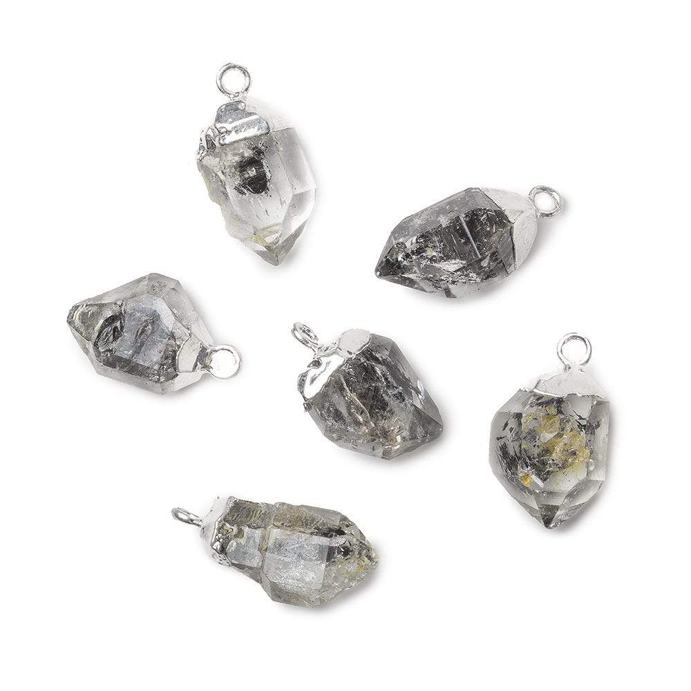 12x8mm Silver Leafed Double Terminated Quartz Natural Crystal Pendant 1 piece - Beadsofcambay.com