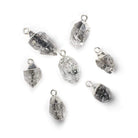 12x8mm Silver Leafed Herkimer Diamond Crystal Quartz Focal Pendant 1 piece - Beadsofcambay.com