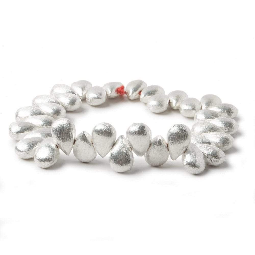 12x8mm Silver plated Copper Brushed Pear Beads 8 inch 32 pcs - Beadsofcambay.com