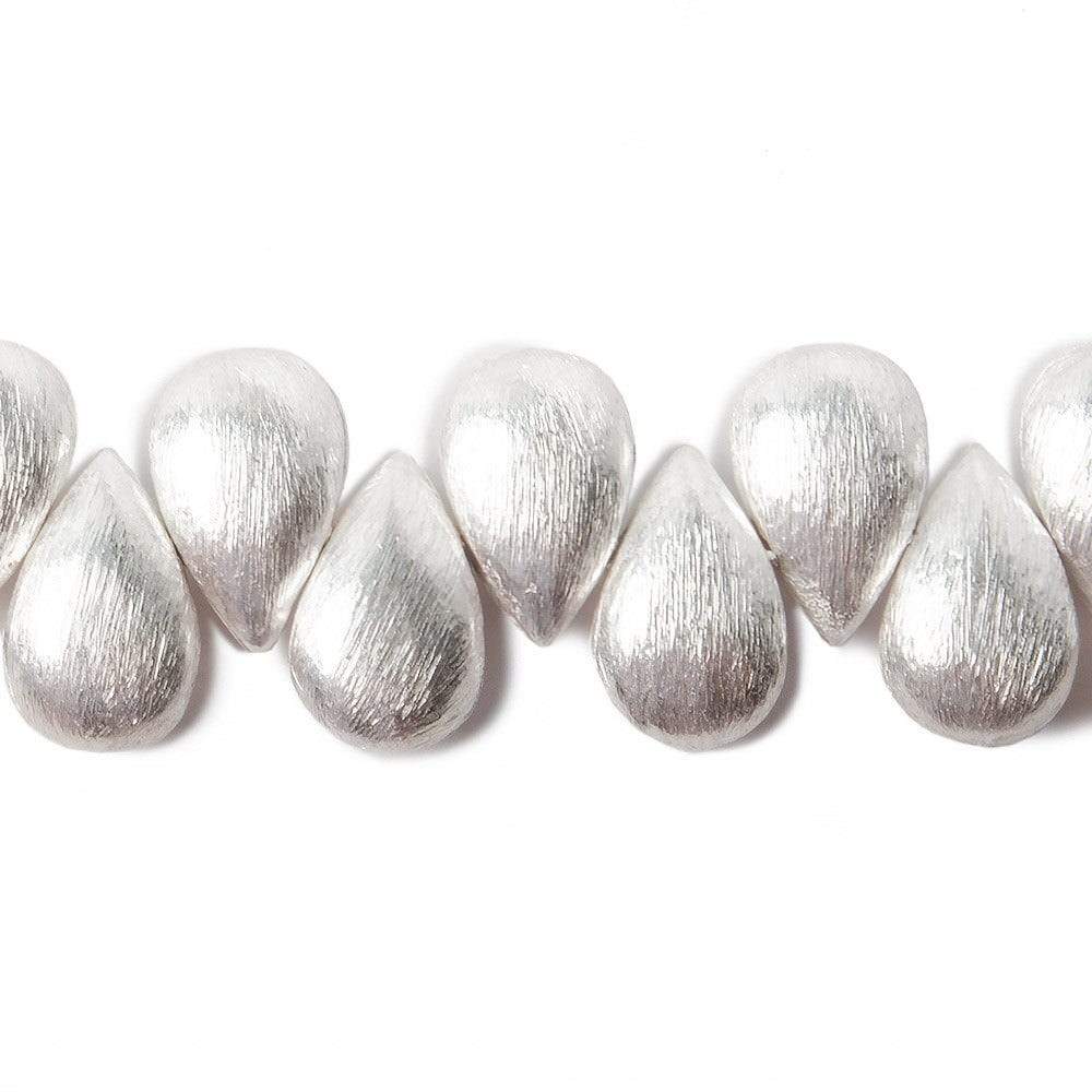 12x8mm Silver plated Copper Brushed Pear Beads 8 inch 32 pcs - Beadsofcambay.com