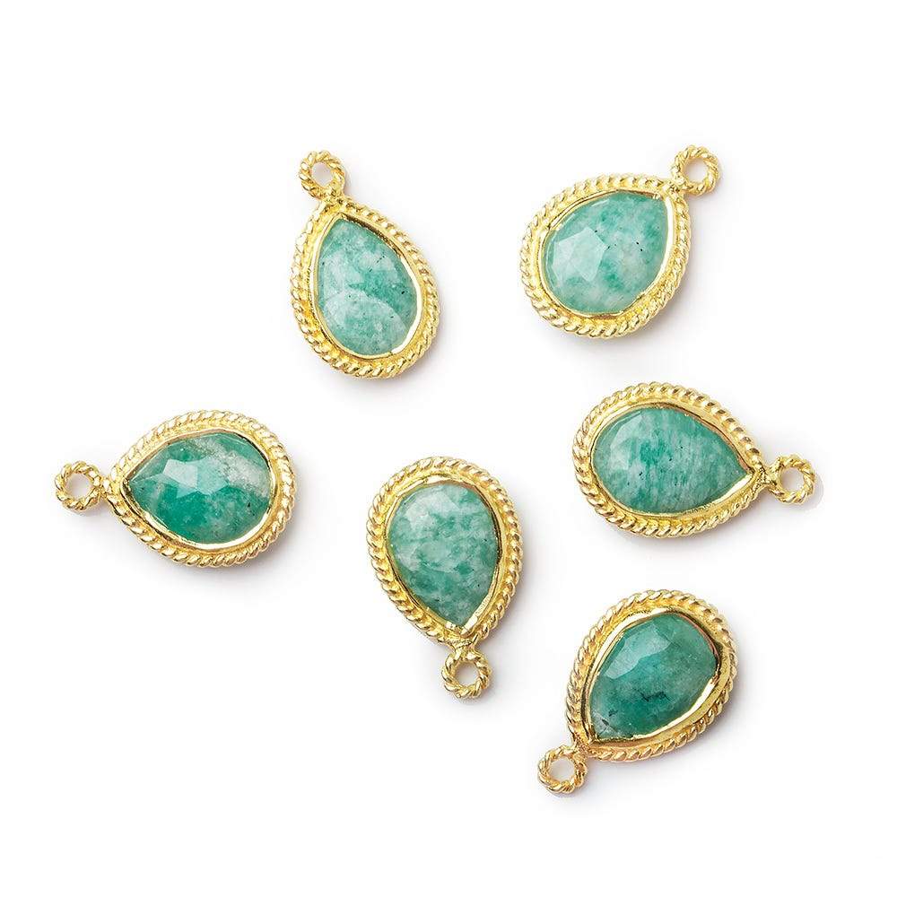 12x8mm Vermeil Rope Bezel Amazonite Pear Pendant 1 piece - Beadsofcambay.com