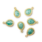 12x8mm Vermeil Rope Bezel Amazonite Pear Pendant 1 piece - Beadsofcambay.com