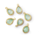 12x8mm Vermeil Rope Bezel Sea Blue Chalcedony Pear Pendant 1 piece - Beadsofcambay.com