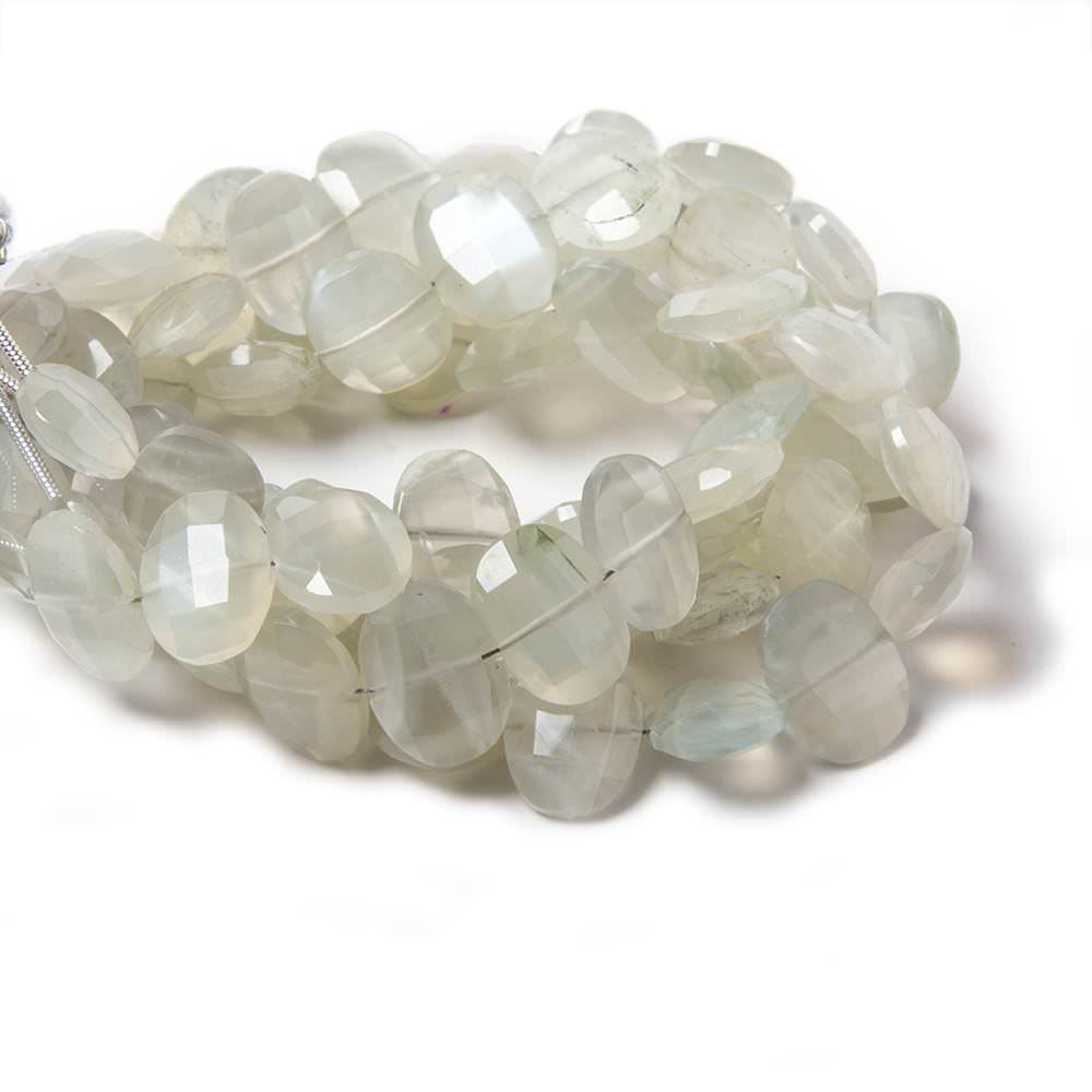12x9-13x10mm Cream Moonstone side drilled Faceted Cushions 7 inch 17 Beads - Beadsofcambay.com