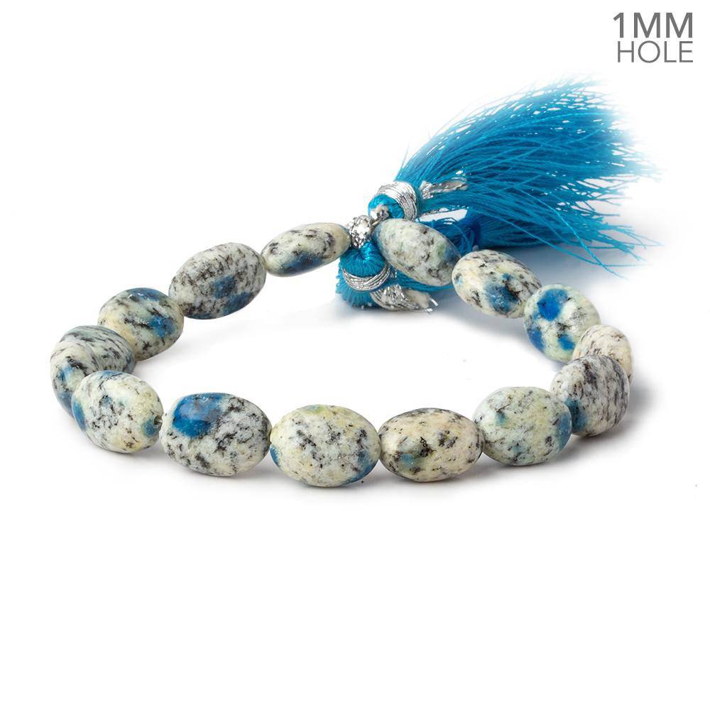 12x9-13x9mm K2 Azurite Granite "K2 Jasper" plain Ovals 7.5 inch 17 beads 1mm hole - Beadsofcambay.com