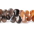12x9-14x10mm Sunstone & Moonstone Plain Pear Beads 8 inch 48 pieces - Beadsofcambay.com