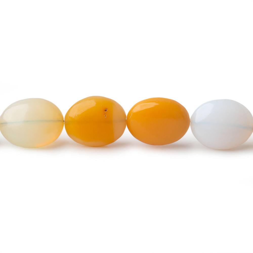 12x9-14x10mm White and Yellow Opal plain oval beads 7.5 inch 15 pieces - Beadsofcambay.com