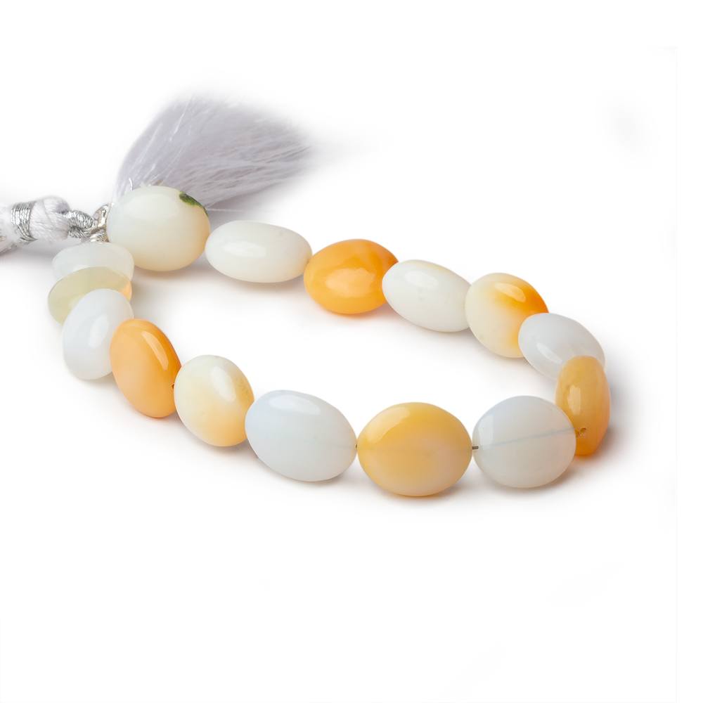 12x9-14x10mm White and Yellow Opal plain oval beads 7.5 inch 15 pieces - Beadsofcambay.com