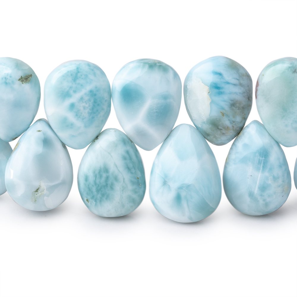 12x9-14x11mm Larimar Plain Pear Beads 7.5 inch 37 pieces AA - Beadsofcambay.com
