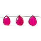 12x9-14x11mm Sterling Silver Bezeled Fuchsia Chalcedony pear Strand - Beadsofcambay.com