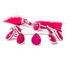 12x9-14x11mm Sterling Silver Bezeled Fuchsia Chalcedony pear Strand - Beadsofcambay.com