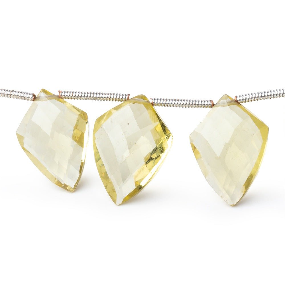 12x9-15x10mm Lemon Quartz Faceted Shield Beads 8 inch 15 pieces - Beadsofcambay.com